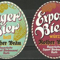 Bieretiketten Bayerische Export-Bierbrauerei Roth (Hausen/ Rhön) Lkr. Rhön-Grabfeld