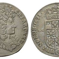 Brandenburg-Preußen 2/3 Taler (Gulden) 1691 LC S "FRIEDRICH III." (1688-1701) ss