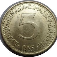 Jugoslawien 5 Dinara 1985 ## Kof4-B1