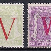 Belgien, 1944, Mi. 681, 683, Überdruck V Befreiung, 2 Briefm., gest./ ungest.