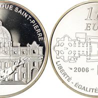 Frankreich 1 1/2 Euro 2006 Silber 500 J. Petersdom in Rom / Papst Benedikt XVI.