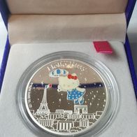 Frankreich 1 1/2 Euro 2005 Silber Farbmünze Kitty mit Sonnenschirm herabsegelnd