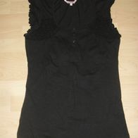 Clockhouse Shirt Top mit Spitze schwarz Gr. XL 42 Damen Mädchen