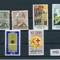 3792 - DDR Briefmarken Michel Nr.1463,1464,1466,1481,1482,1493 gest. Jahrgang 1969