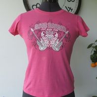 Mädchen T-Shirt Totenkopf Gr 146 pink Glitzer Skull rosa Glimmer Metal Hard Rock