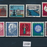 2250 - BRD Briefmarken Michel Nr416,418,420,429,430,440-442,451 gest. Jahrgang 1964