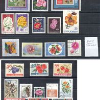 Briefmarken Motive Blumen - Pflanzen - Früchte Lot 23 Briefmarken