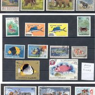 Briefmarken Motive Tiere Fische Pferde Lot: 33 Briefmarken