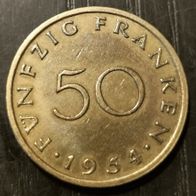 BRD : Saarland Satz 10, 20, 50, 100 Franken 1954/55