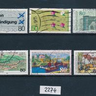 2274 - BRD Briefmarken Michel Nr1197,1199,1221,1223,1229,1231 gest. Jahrgang 1984