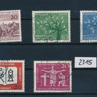 2315 - BRD Briefmarken Michel Nr 375,381,382,383,384 gest. Jahrgang 1962