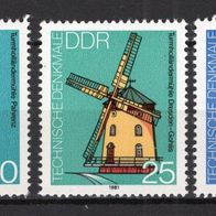 DDR 1981 Technische Denkmale (I): Windmühlen MiNr. 2657 - 2660 postfrisch