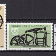 DDR 1985 Technische Denkmale (II): Dampfmaschinen MiNr. 2957 - 2958 postfrisch