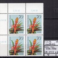 DDR 1988 Bromelien Viererblock MiNr. 3152 postfrisch Eckrand oben links