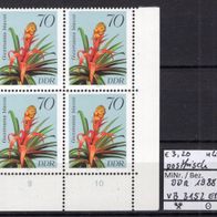 DDR 1988 Bromelien Viererblock MiNr. 3152 postfrisch Eckrand unten rechts