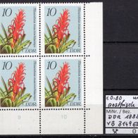 DDR 1988 Bromelien Viererblock MiNr. 3149 postfrisch Eckrand unten rechts