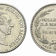 Sachsen 1/6 Taler 1827 TOD König Friedrich-August I. (1806-1827) vz+