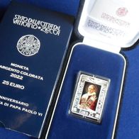 Vatikan 2022 25 Euro PP Silber Gedenkmünze Papst Paul VI. koloriert