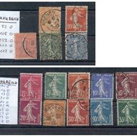 Briefmarken Frankreich 1900 - 1902 Säerin 15 Marken