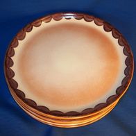 6 CES / France Keramik Teller, handbemalt * **