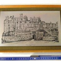 Bild * Stahlstich / gravierte Metallplatte / Zeichnung * Edinburgh Castle * signiert