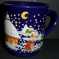 Weihnachtstasse Blau mit Motiv