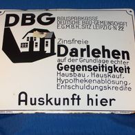 Ferro / C.R. Dold Email Schild - " DBG - Deutsche Bausparkasse Gemeinschaft " *