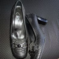 Donna Carolina Pumps schwarz Schnalle Strucktur Leder 39,5 wie neu