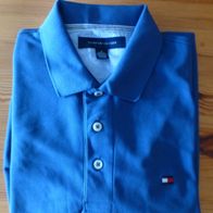 Tommy Hilfiger Hemd Kurzarm Polo M Mittelblau Classic Fit Sommer