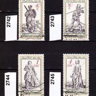Ts110 - Tschechoslowakei Mi. Nr. 2742 + 2743 + 2744 + 2745 Kostüme a. alten Stichen o
