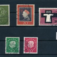 2354 - BRD Briefmarken Michel Nr 303,304,307,313,320 gest Jahrg 1959