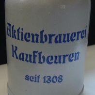 Steingut- Bierkrug / Seidel / Krug / Sammlerstück - 0,5 l - Aktienbrauerei Kaufbeuren