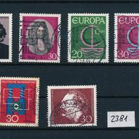 2381 - BRD Briefmarken Michel Nr 504,518,519,520,522,528 gest Jahrg 1966