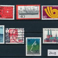 2412 - BRD Briefmarken Michel Nr758,761,763,769,771,772,779, gest Jahrg 1973