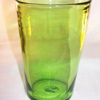 Alte, grüne, mundgeblasene und massive Glas-Vase, Abriss