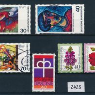 2423 - BRD Briefmarken Michel Nr,798,799,810,819,820,822 gest Jahrg 1974