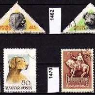 Un036 - Ungarn Mi. Nr. 1460 + 1462 + 1463 + 1470 Hunde u.a. o <