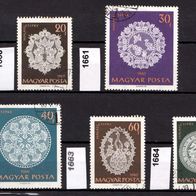 Un057 - Ungarn Mi. Nr. 1660 + 1661 + 1662 + 1663 + 1664 Halaser Spitzen o <