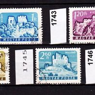 Un063 - Ungarn Mi. Nr. 1742 + 1743 + 1744 + 1745 + 1746 Burgen und Schlösser o