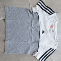 Adidas T-Shirt Gr. 140 9-10Y grau/ weiß