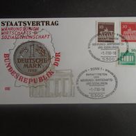 Sonderbriefumschlag BRD:1990 - Staatsvertrag BRD + DDR - MichelNr: 506, 508 +