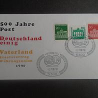 Sonderbriefumschlag BRD:1990 - 500 Jahre Post - MichelNr: 507, 508, DDR 3346