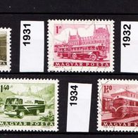 Un078 - Ungarn Mi. Nr. 1930 + 1931 + 1932 + 1933 + 1934 Verkehrsmittel o