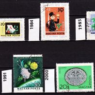 Un085 - Ungarn Mi. Nr. 1983 + 1984 + 1985 + 1991 + 2000 o