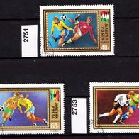 Un123 - Ungarn Mi. Nr. 2751 + 2752 + 2753 Fußball- EM in Belgien o