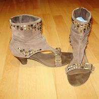Tamaris Sandalen ausgefallen Leder braun Nieten 40 wie neu