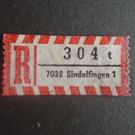 Einschreibemarken / Briefmarke BRD:1984 - 304 t - 7032 Sindelfingen 1