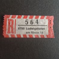 Einschreibemarken / Briefmarke BRD:1984 - 564 - 6700 Ludwigshafen am Rhein 18