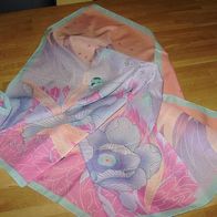 Sehr schönes Tuch Pastell rosa Türkis Blumen ca.0,70m x 0,68m