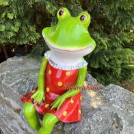 Frosch Frau Kleid Gartenteich Figur Statue Skulptur Garten Deko Teich